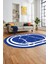 Sade Mermer Desen Kaymaz Yıkanabilir Oval Yolluk Koridor Salon Halısı, O-Mermer-22-Mavi, 1