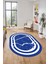 Sade Mermer Desen Kaymaz Yıkanabilir Oval Yolluk Koridor Salon Halısı, O-Mermer-22-Mavi, 2