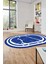 Sade Mermer Desen Kaymaz Yıkanabilir Oval Yolluk Koridor Salon Halısı, O-Mermer-22-Mavi, 3