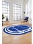 Sade Mermer Desen Kaymaz Yıkanabilir Oval Yolluk Koridor Salon Halısı, O-Mermer-22-Mavi, 5