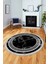 Mermer Desen Kaymaz Yıkanabilir Yuvarlak Mutfak Salon Halısı, Y-Mermer-21-Siyah, 1
