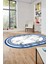 Mermer Desen Kaymaz Yıkanabilir Oval Yolluk Mutfak Koridor Salon Halısı, O-Mermer-21-Mavi, 3