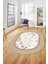 Çerçeveli Mermer Desen Kaymaz Yıkanabilir Oval Yolluk Koridor Salon Halısı, O-Mermer-23-Krem, 4