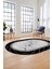 Çerçeveli Mermer Desen Kaymaz Yıkanabilir Oval Yolluk Koridor Salon Halısı, O-Mermer-23-Siyah, 5