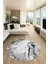 Modern Mermer Desen Kaymaz Yıkanabilir Yuvarlak Mutfak Salon Halısı, Y-Mermer-26-Siyah, 4