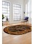 Baskılı Kaymaz Yıkanabilir Çerçeve Mermer Desen Oval Mutfak Yolluk Salon Halısı, O-Mermer-04-Kahve, 2