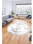 Baskılı Kaymaz Yıkanabilir Modern Mermer Desenli Yuvarlak Mutfak Salon Halısı, Y-Mermer-05-Gri, 4