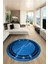 Baskılı Kaymaz Yıkanabilir Mermer Desen Modern Yuvarlak Mutfak Salon Halısı, Y-Mermer-08-Mavi, 1