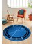 Baskılı Kaymaz Yıkanabilir Mermer Desen Modern Yuvarlak Mutfak Salon Halısı, Y-Mermer-08-Mavi, 2
