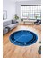 Baskılı Kaymaz Yıkanabilir Mermer Desen Modern Yuvarlak Mutfak Salon Halısı, Y-Mermer-08-Mavi, 4