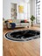 Mermer Desen Kaymaz Yıkanabilir Oval Yolluk Mutfak Koridor Salon Halısı, O-Mermer-21-Siyah, 1