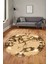 Modern Tasarım Mermer Desen Dijital Kaymaz Yıkanabilir Yuvarlak Salon Halısı, Y-Mermer-30-Kahve, 1