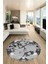 Modern Tasarım Mermer Desen Dijital Kaymaz Yıkanabilir Yuvarlak Salon Halısı, Y-Mermer-30-Gri, 3