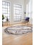 Baskılı Kaymaz Yıkanabilir Çerçeve Mermer Desen Oval Mutfak Yolluk Salon Halısı, O-Mermer-03-Gri, 2