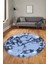 Modern Tasarım Mermer Desen Dijital Kaymaz Yıkanabilir Yuvarlak Salon Halısı, Y-Mermer-30-Mavi, 1