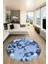 Modern Tasarım Mermer Desen Dijital Kaymaz Yıkanabilir Yuvarlak Salon Halısı, Y-Mermer-30-Mavi, 3