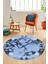 Modern Tasarım Mermer Desen Dijital Kaymaz Yıkanabilir Yuvarlak Salon Halısı, Y-Mermer-30-Mavi, 4