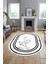 Baskılı Kaymaz Yıkanabilir Modern Mermer Desen Oval Mutfak Yolluk Salon Halısı, O-Mermer-05-Siyah, 2