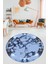 Modern Tasarım Mermer Desen Dijital Kaymaz Yıkanabilir Yuvarlak Salon Halısı, Y-Mermer-30-Mavi, 5