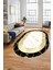 Çerçeveli Mermer Desen Dijital Kaymaz Yıkanabilir Oval Yolluk Salon Halısı, O-Mermer-18-Gold, 1