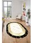 Çerçeveli Mermer Desen Dijital Kaymaz Yıkanabilir Oval Yolluk Salon Halısı, O-Mermer-18-Gold, 3