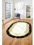 Çerçeveli Mermer Desen Dijital Kaymaz Yıkanabilir Oval Yolluk Salon Halısı, O-Mermer-18-Gold, 5