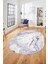 Modern Mermer Desen Kaymaz Yıkanabilir Oval Yolluk Mutfak Koridor Salon Halısı, O-Mermer-26-Mor, 3