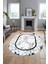 Mermer Desenli Dijital Kaymaz Yıkanabilir Oval Mutfak Koridor Salon Halısı, O-Mermer-11-Mavi, 1