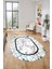 Mermer Desenli Dijital Kaymaz Yıkanabilir Oval Mutfak Koridor Salon Halısı, O-Mermer-11-Mavi, 5