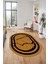 Sade Mermer Desen Kaymaz Yıkanabilir Oval Yolluk Koridor Salon Halısı, O-Mermer-22-Kahve, 2
