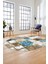 Şık Tasarım Mermer Desenli Dijital Kaymaz Yıkanabilir Oval Koridor Salon Halısı, O-Mermer-28-Mavi, 4