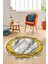 Baskılı Kaymaz Yıkanabilir Çerçeveli Mermer Desenli Yuvarlak Mutfak Salon Halısı, Y-Mermer-03-Gold, 3