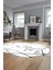 Modern Mermer Desen Dijital Kaymaz Yıkanabilir Oval Yolluk Koridor Salon Halısı, O-Mermer-15-Gümüş, 1