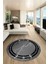 Baskılı Kaymaz Yıkanabilir Mermer Desen Modern Yuvarlak Mutfak Salon Halısı, Y-Mermer-08-Antrasit, 1