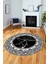 Dijital Kaymaz Yıkanabilir Mermer Desen Yuvarlak Mutfak Salon Halısı, Y-Mermer-10-Siyah, 4