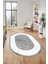 Şık Tasarım Mermer Desen Dijital Kaymaz Yıkanabilir Oval Yolluk Salon Halısı, O-Mermer-17-Gri, 3