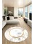 Çerçeveli Mermer Desen Kaymaz Yıkanabilir Yuvarlak Mutfak Salon Halısı, Y-Mermer-24-Beyaz, 4
