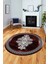 Baskılı Kaymaz Yıkanabilir Klasik Mermer Desen Yuvarlak Mutfak Salon Halısı, Y-Mermer-09-Bordo, 4