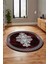 Baskılı Kaymaz Yıkanabilir Klasik Mermer Desen Yuvarlak Mutfak Salon Halısı, Y-Mermer-09-Bordo, 5
