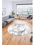 Mermer Desenli Dijital Kaymaz Yıkanabilir Yuvarlak Mutfak Salon Halısı, Y-Mermer-11-Gümüş, 3