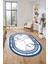 Mermer Desen Kaymaz Yıkanabilir Oval Yolluk Mutfak Koridor Salon Halısı, O-Mermer-21-Mavi, 2