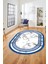 Mermer Desen Kaymaz Yıkanabilir Oval Yolluk Mutfak Koridor Salon Halısı, O-Mermer-21-Mavi, 4