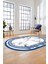 Mermer Desen Kaymaz Yıkanabilir Oval Yolluk Mutfak Koridor Salon Halısı, O-Mermer-21-Mavi, 5