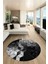 Mozaik Mermer Desen Dijital Kaymaz Yıkanabilir Yuvarlak Mutfak Salon Halısı, Y-Mermer-19-Antrasit, 5