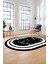 Baskılı Kaymaz Yıkanabilir Şık Mermer Desenli Oval Mutfak Yolluk Salon Halısı, O-Mermer-06-Siyah, 1