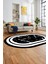 Baskılı Kaymaz Yıkanabilir Şık Mermer Desenli Oval Mutfak Yolluk Salon Halısı, O-Mermer-06-Siyah, 5