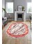 Baskılı Kaymaz Yıkanabilir Çerçeve Mermer Desen Oval Mutfak Yolluk Salon Halısı, O-Mermer-03-Pembe, 3