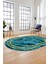 Baskılı Kaymaz Yıkanabilir Çerçeve Mermer Desen Oval Mutfak Yolluk Salon Halısı, O-Mermer-04-Mavi, 2