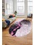 Mozaik Mermer Desen Dijital Kaymaz Yıkanabilir Oval Yolluk Salon Halısı, O-Mermer-19-Pembe, 1