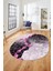 Mozaik Mermer Desen Dijital Kaymaz Yıkanabilir Oval Yolluk Salon Halısı, O-Mermer-19-Pembe, 5